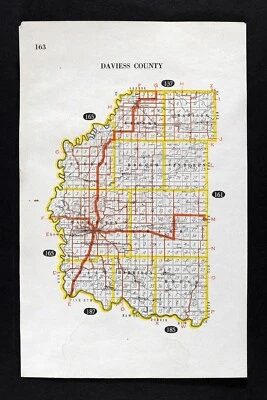 1917 Bowen Auto Map Daviess County Indiana Washington Elnora Odon Plainville IN - Image 1 of 2