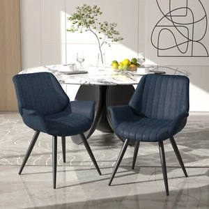 Modern Dining Chairs Set of 2 Upholstered Accent Armless Kitchen Chairs - Picture 1 of 39