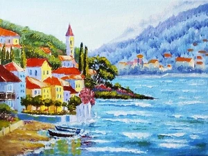 Made To Order Original Wall Art 12x16" Italy Painting Mediterranean Art Seascape - Picture 1 of 5