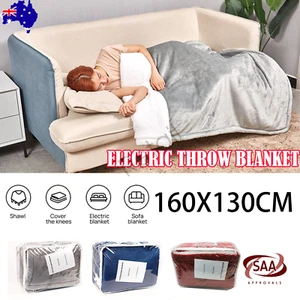 Electric Heated Throw Heated Blanket Washable Flannel Heating Warm Blanket - Picture 1 of 17
