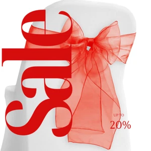 ORGANZA - RED - Chair Sashes Bows for Wedding Reception Event Banquets Chair - Picture 1 of 2
