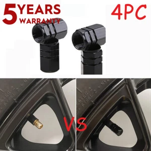 4 Black Aluminum Wheel / Tire Valve Stem Cap Car Truck Air Dust Caps Universal - Picture 1 of 11