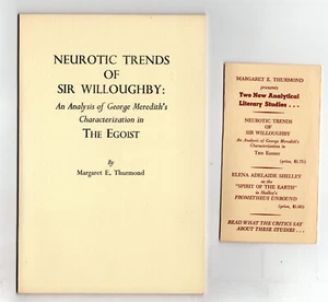 Thurmond. NEUROTIC TRENDS OF SIR WILLOUGHBY George Meredith SIGNED Study EGOIST - Picture 1 of 3