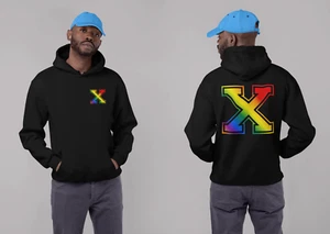 Straight Edge Multi colour X Hoodie - X hoodie with double sided print - Picture 1 of 3