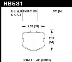 Hawk 06-10 Chevy Corvette (OEM Pad Design) Front HP+ Sreet Brake Pads - Picture 1 of 8