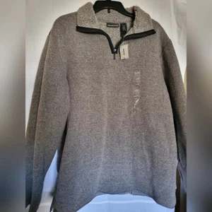 DKNY Womens Vintage Gray High Neck 1/4 Zip Fleece Lined Y2K Sweater Size XL New - Picture 1 of 4