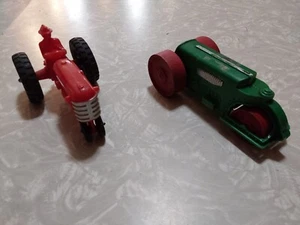 Two Vintage 1950s Hubley Toys- green Diesel Plastic road roller and red tractor - Picture 1 of 8