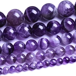 Natural Round Dream Amethyst Agate Loose Stone Beads Bulk for Jewelry Making ... - Picture 1 of 2