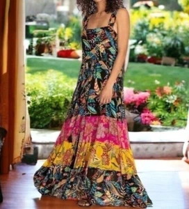 NEU JOHNNY WAS JADE MIRKO TROPISCH ABGESTUFT MAXIKLEID BOHO MITTEL GROSS $ 398 - Bild 1 von 14
