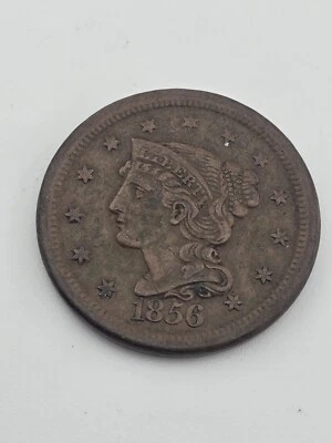 US Large Cent (Penny) 1856 Good Condition Braided Hair Bronze - Image 1 of 4