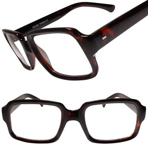 Clásico Vintage Retro Años 90 Swag Cadera Audaz Rectángulo Lente Transparente Gafas Tortuga - Imagen 1 de 4