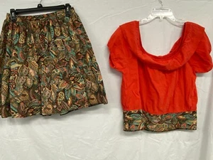Vintage Tiered Rockabilly Square Dance Circle Skirt & Peasant Top - M - Picture 1 of 5