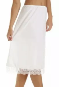 UNDERSKIRT Polyester & Lace Trim (Non Static), HALF SLIP, (WHITE, CREAM & BLACK) - Picture 1 of 18