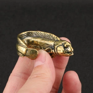 Antique Pure Brass Ocean World Fish Statue Brass Tea Pet Desktop - Picture 1 of 5