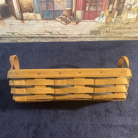 Longaberger Blue Trim 1994 Heartland Muffin/ Cracker /Bread Basket 10” X4” X3” Cover