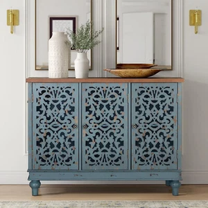 3 Doors Accent Cabinet Storage Cabinet Kitchen Decorative Buffet & Sideboard - Picture 1 of 12