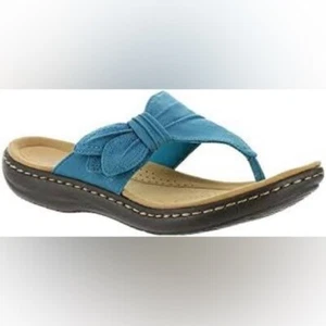 Clarks Laurieann Rae flats flip flop sandals teal women’s size 9 casual summer - Picture 1 of 9