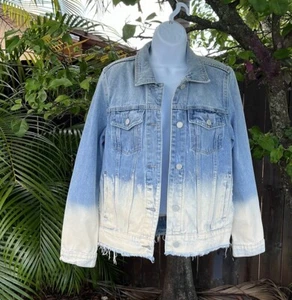 Blank NYC Dip Dye Distressed Denim Jean Jacket Womens Size Small - Picture 1 of 9