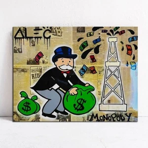 Alec Monopoly Hand oil painting on canvas,Rich collection 24×32inch - Picture 1 of 5