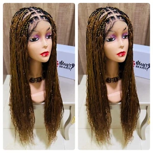 Full Lace With Baby Hair Knotless Bohemian Box Braided Wig. Boho Braids. Gold - Picture 1 of 3
