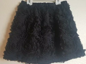Cherokee Black Textured Lace Roses Mini Skirt Girl's 10-12 - Picture 1 of 3