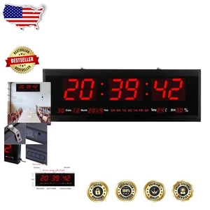 21.6 Inch Digital Wall Clock with Date & Temperature - Modern Home Essential - Picture 1 of 9