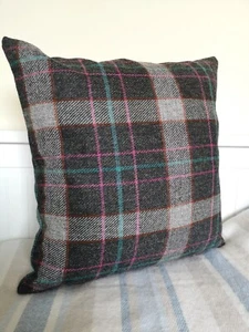 Black Tartan Wool Cushion - Picture 1 of 9