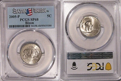 2005 P Bison Jefferson Nickel 5c PCGS SP68 Satin Finish - Image 1 of 2
