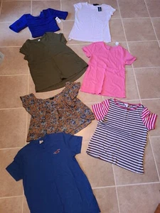 7 CAMISETAS MARCAS INCLUYEN ANTIGUO AZUL MARINO GAP TOP SHOP PLUS MÁS TALLA XS/S LOTE 2 MUJER - Imagen 1 de 9