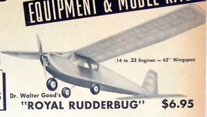 Berkeley ROYAL RUDDERBUG PLAN + ORIGINAL BUILDING ARTICLE for RC Model Airplane - Picture 1 of 10