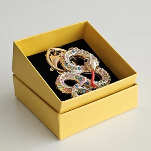 Creative Cute Gold Snake Keychain with Multicolor Rhinestones Fantastic Keyring - Picture 1 of 4