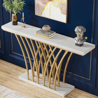 Mesa consola moderna dorada mesa de salón Foto 1 de 4