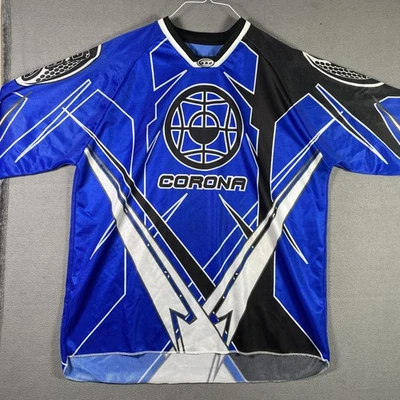 A.R.C. Corona 彩弹球衣蓝色黑色图形长袖网眼越野摩托车 — 第 1/4 张图片