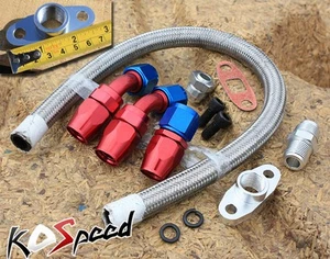 TURBOCHARGER TURBO CHARGER 10AN STEEL OIL RETURN DRAIN LINE+ALUMINUM ADAPTER - Bild 1 von 1