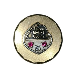 Vintage Huron County Pin Pink Sapphires & Diamond 1/20 12 K GF Pendant/ Pin - Picture 1 of 5