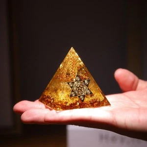 5/6/8/10cm Citrine Orgonite Pyramid Prosperity Attraction Crystal Home Decor - Picture 1 of 10
