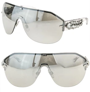 Dolce & Gabbana DG2150B 2150 Crystal Silver Wrap Oversize Mirror Jewel Sonnenbrille - Bild 1 von 11