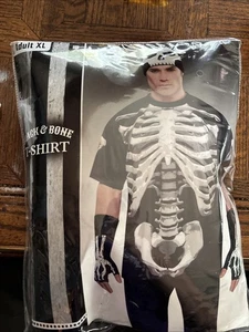 Black & Bone T-Shirt Skelett Totenkopf Mann Verkleidung Halloween Erwachsenenkostüm - Bild 1 von 2