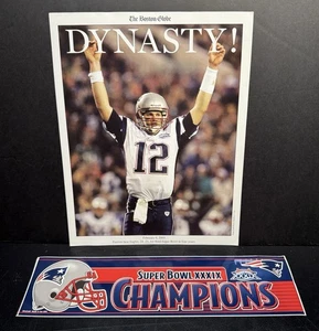 2005 Super Bowl NE Patriots Champions Bumper Sticker, Boston Globe Brady 8x10 - Picture 1 of 4
