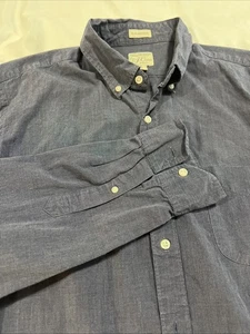 J Crew Slim Untucked Secret Wash Herrenhemd mit großer Knopfleiste blau Baumwolle Stretch - Bild 1 von 7