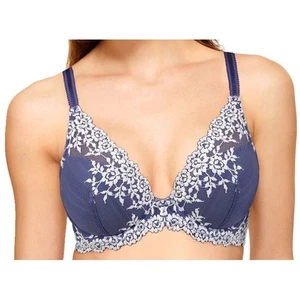 Wacoal Embrace Plunge-BH mit Spitze 32D lila Blumen Spitze vollflächig Dessous - Bild 1 von 6