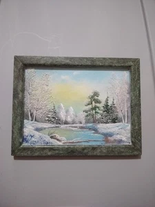 Russian Gem Painting Picture With Real Stones On Framed Marble Slab 9.25" X 7" - Picture 1 of 3