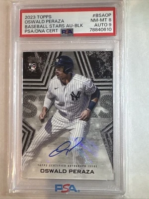 2023 Topps Oswald Peraza Baseball Stars Certified Autograph Issue/199  PSA 8 - Image 1 of 3
