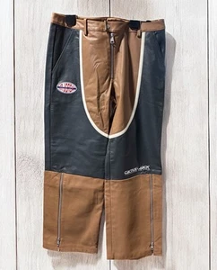 Air Jordan Cactus Jack Leather Pants Women 12 Brown Moto Grunge Travis Scott - Picture 1 of 9