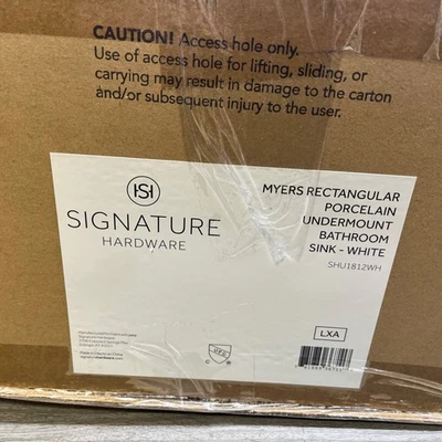 Fregadero Signature Hardware 447961 Myers 18" blanco vítreo China montaje inferior Foto 1 de 3