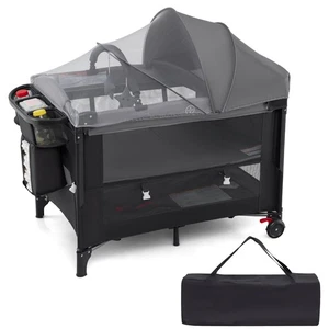 Cuna de noche para bebé con cambiador colchón canasta con dosel desmontable - Imagen 1 de 10