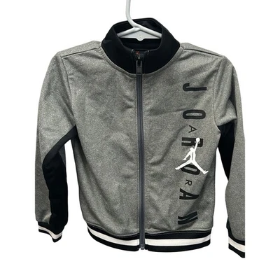 Kids Jordan Track Jacket Zip Front Gray Black Logo Athletic Activewear Size 2T - Image 1 of 4