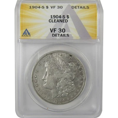 1904 S Morgan Dollar VF 30 Details ANACS Silver $1 Coin SKU:I21152 - Image 1 of 4