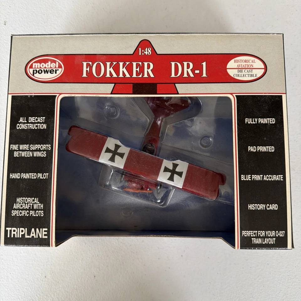 Model Power Fokker DR-1 Triplane Diecast 1:48 Manfred von Richthofen NIB - Image 1 of 4