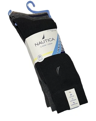 Nautica 5 pares de calcetines de vestir acanalados para hombre gris/negro/azul marino/marrón Foto 1 de 4